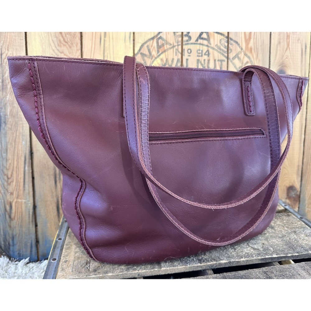 Sak Tote Shoulder Bag Purse Red Leather Career Business Professional
